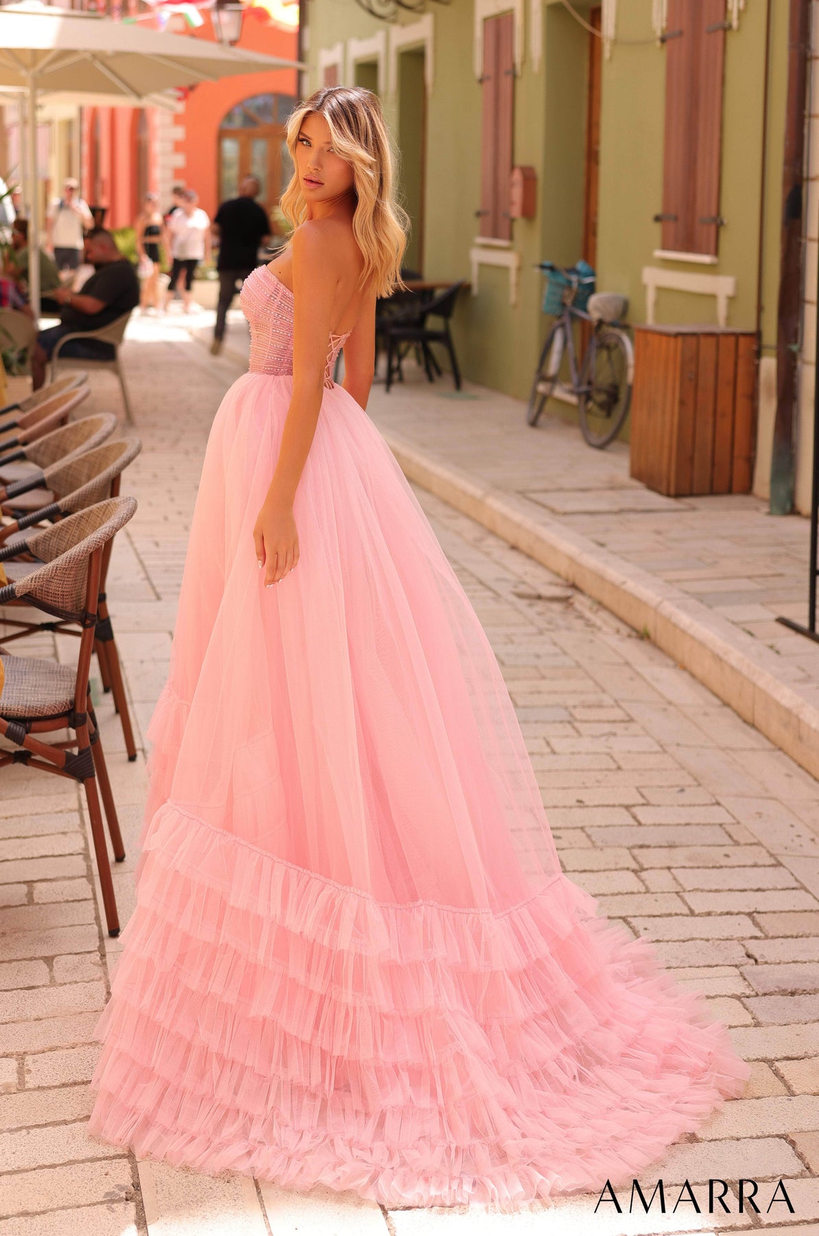 Amarra 88277 - Strapless Sweetheart Layered Gown Prom Dresses