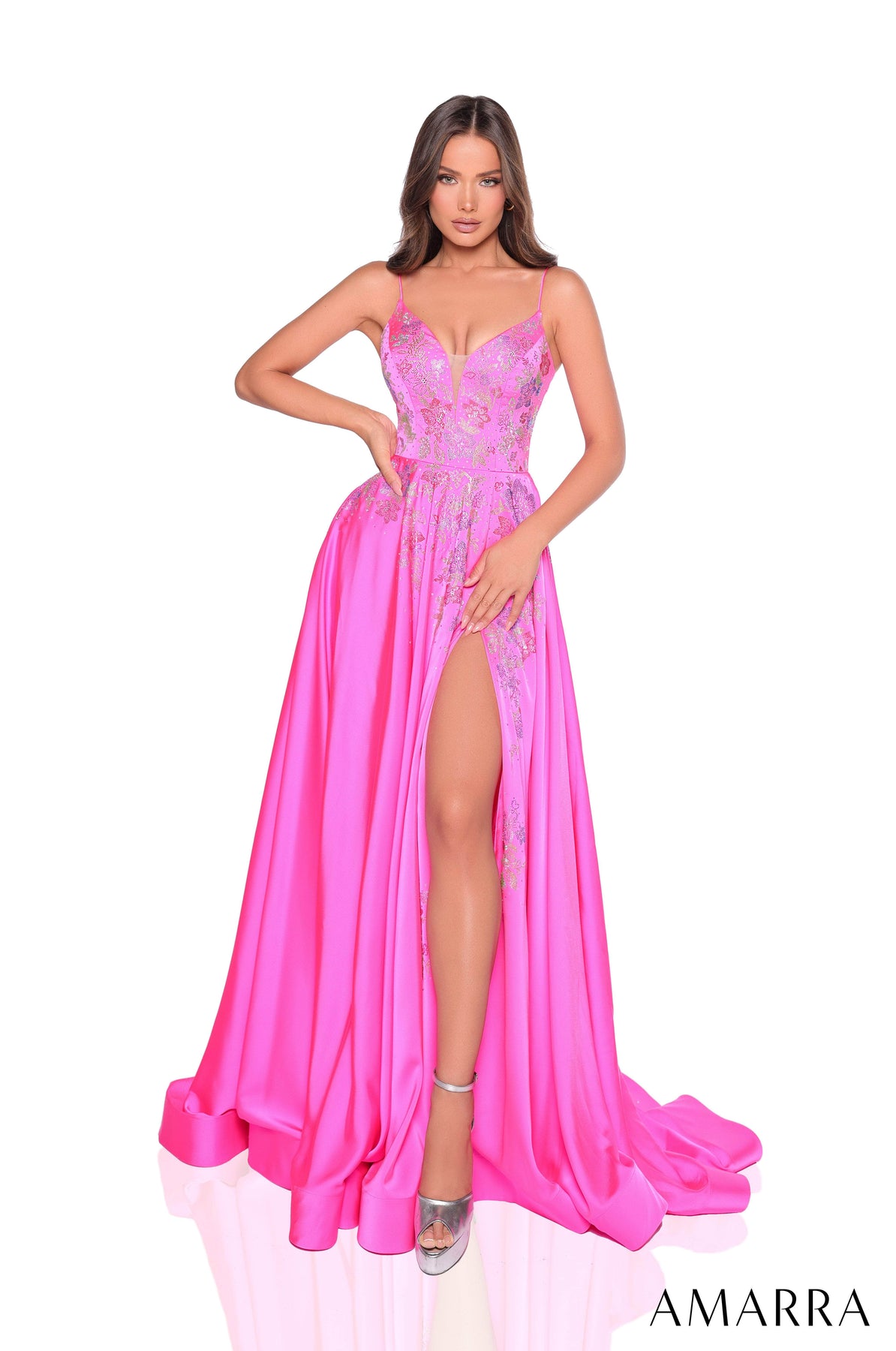 Amarra 88354 - Sleeveless Beaded Evening Dress Prom Dresses 000 /  Fuchsia