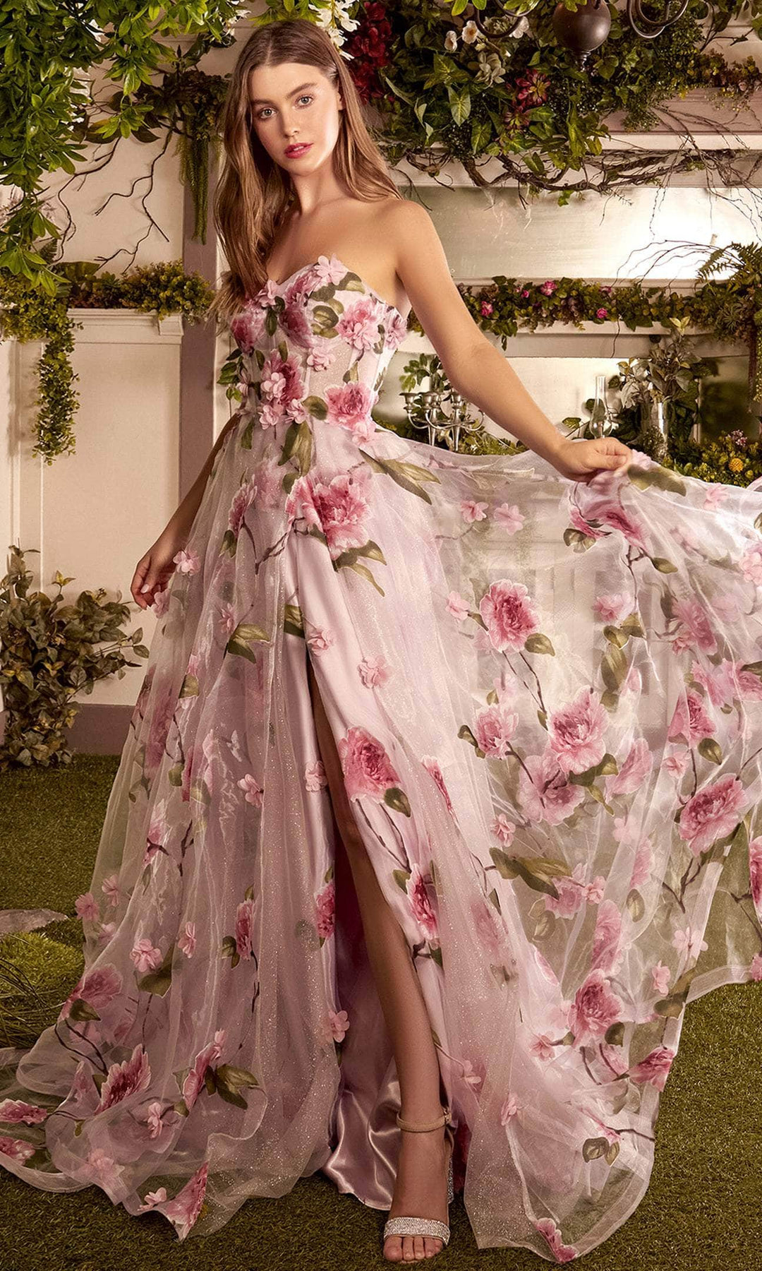 Andrea and Leo A1035 - Floral Applique Organza Prom Dress Special Occasion Dress