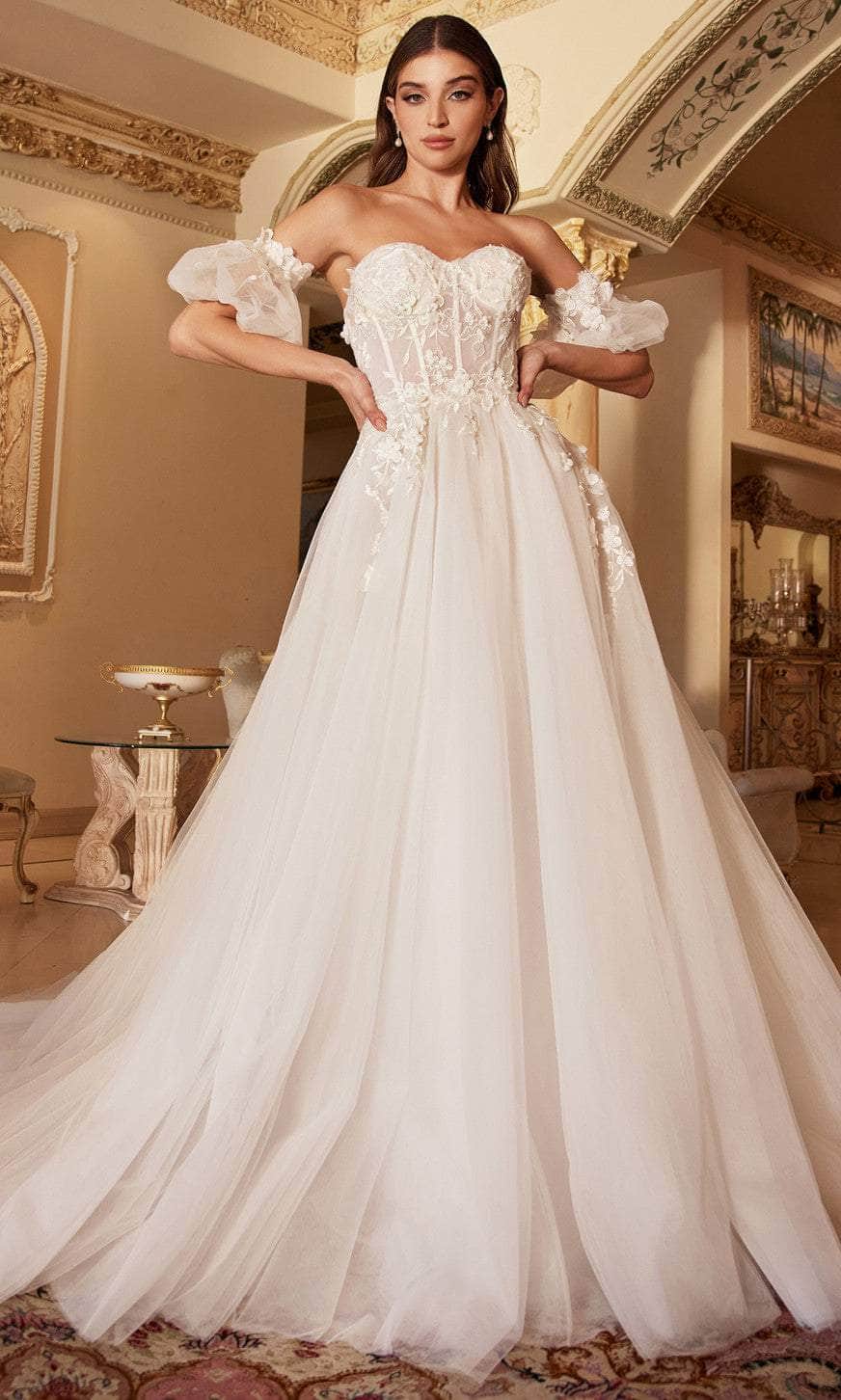 Andrea and Leo A1103W - Lace Corset Bridal Gown Bridal Dresses 2 / Off White