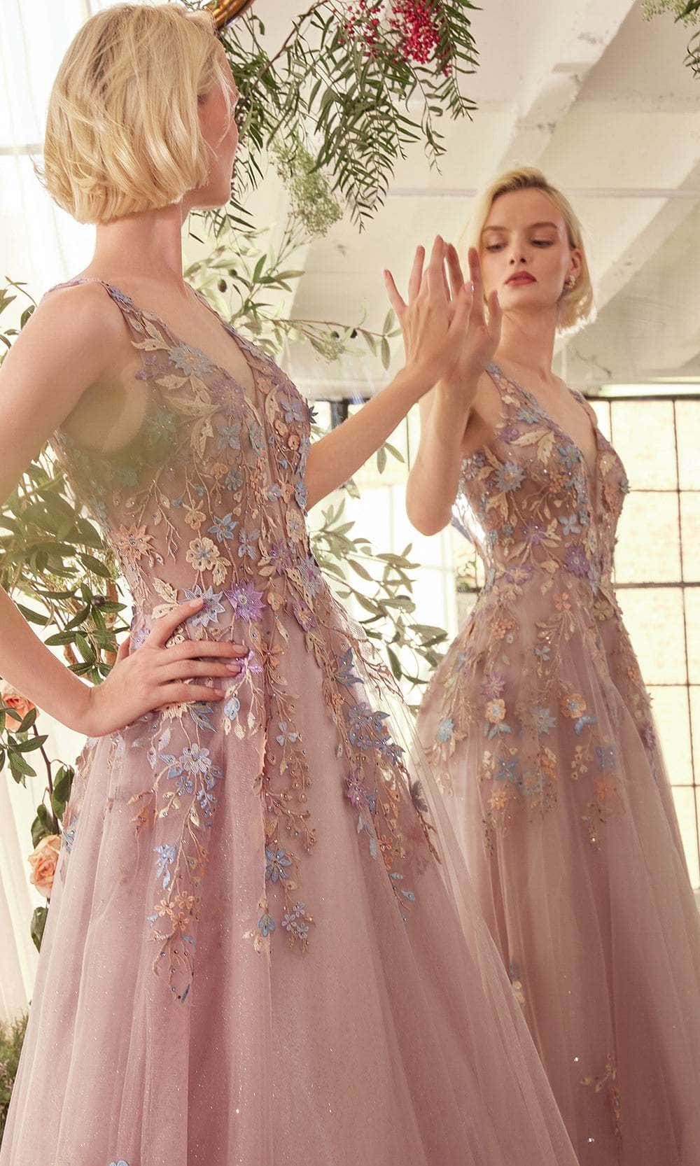 Andrea and Leo A1394 - Sleeveless V-Back Tulle Prom Gown Prom Dresses