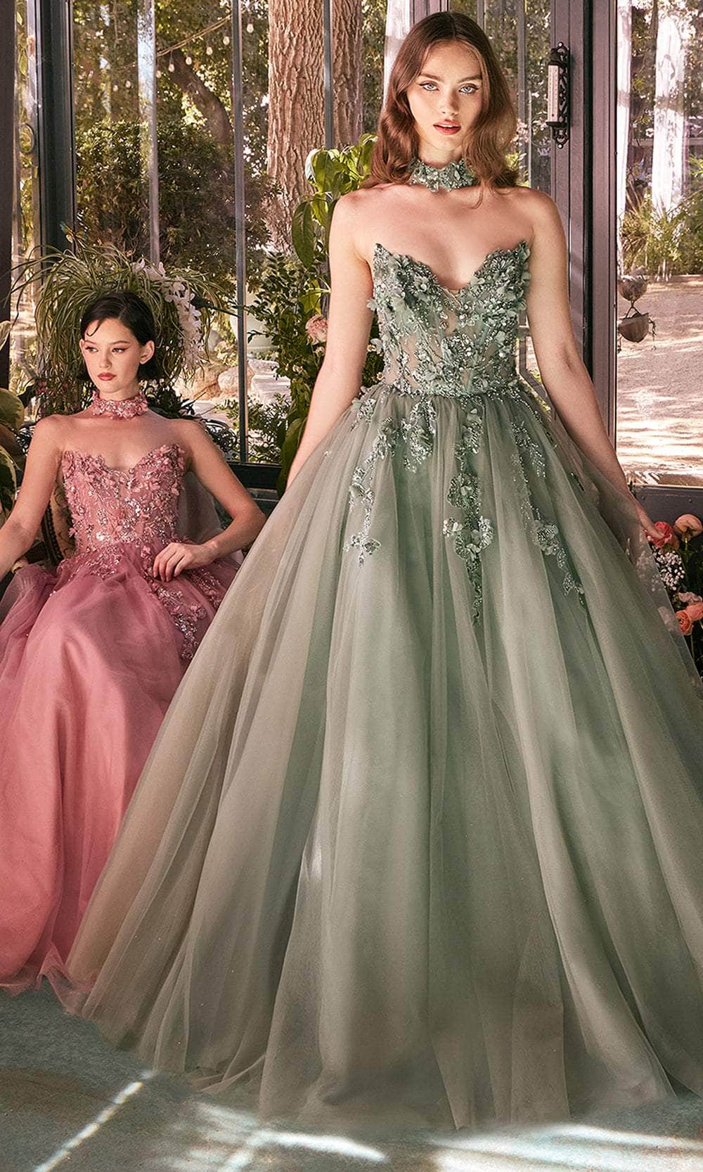 Andrea and Leo A1399 - Floral Appliqued Tulle Prom Gown Prom Dresses