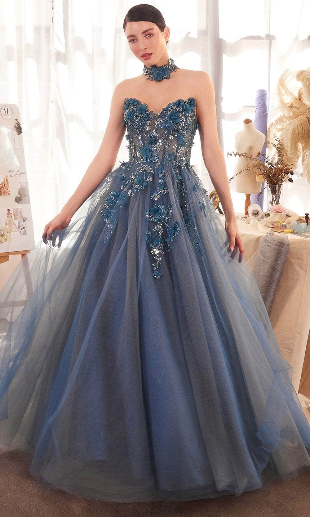 Andrea and Leo A1399 - Floral Appliqued Tulle Prom Gown Prom Dresses