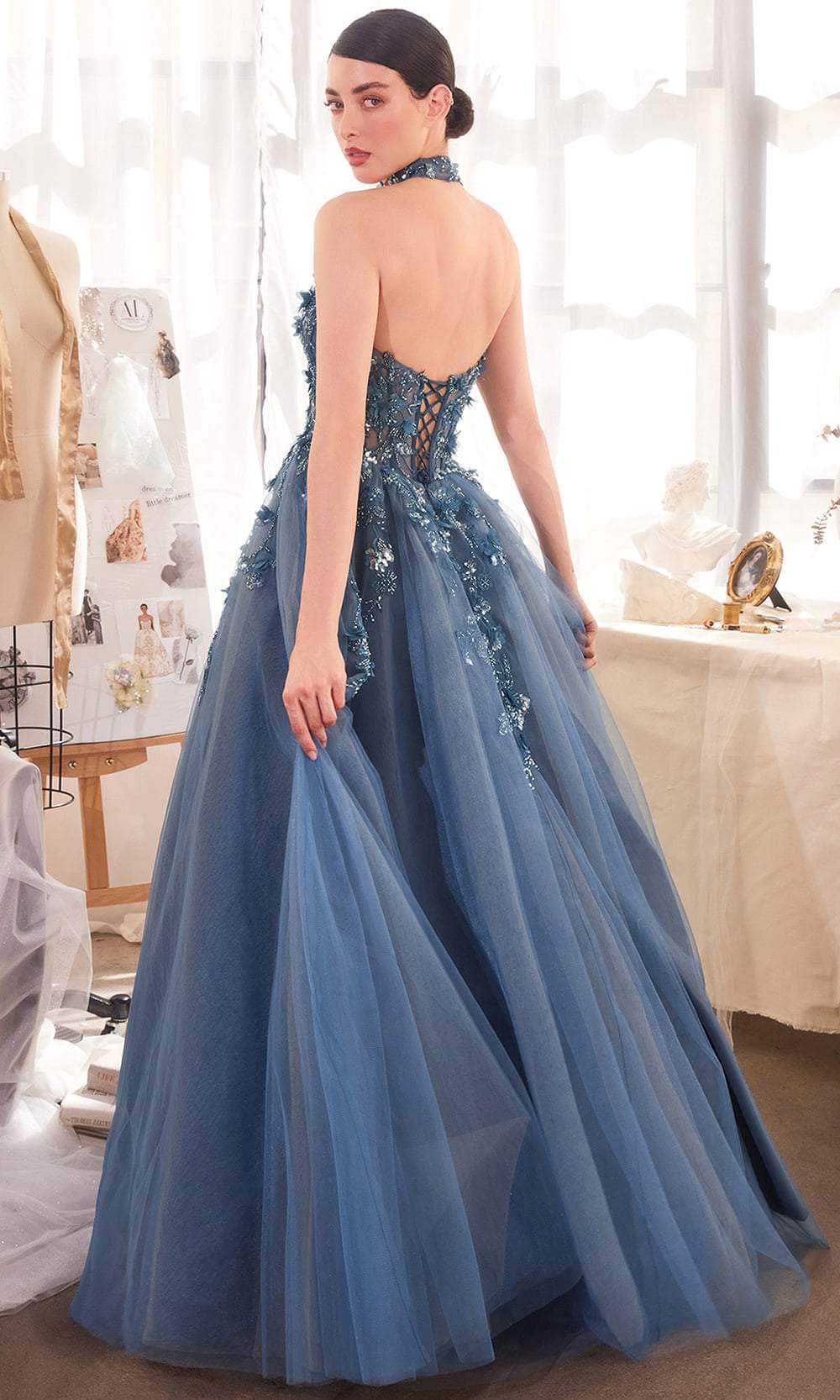 Andrea and Leo A1399 - Floral Appliqued Tulle Prom Gown Prom Dresses