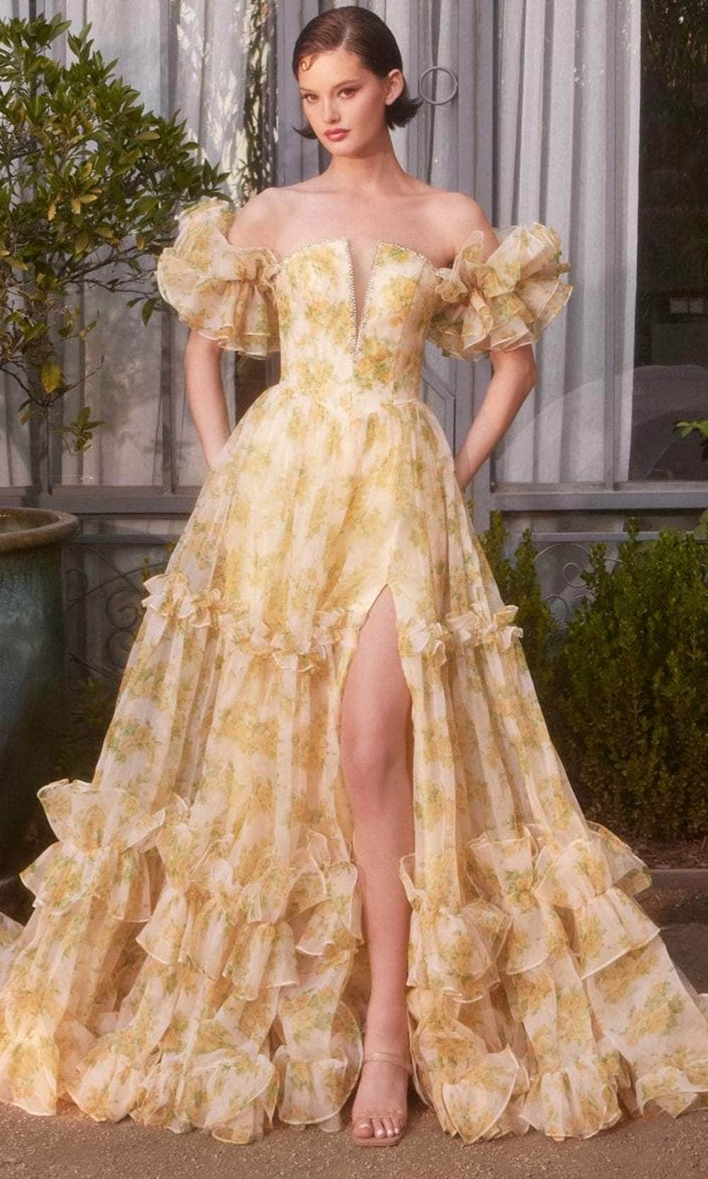 Andrea and Leo A1430 - Floral Ruffled Skirt Prom Gown Prom Dresses