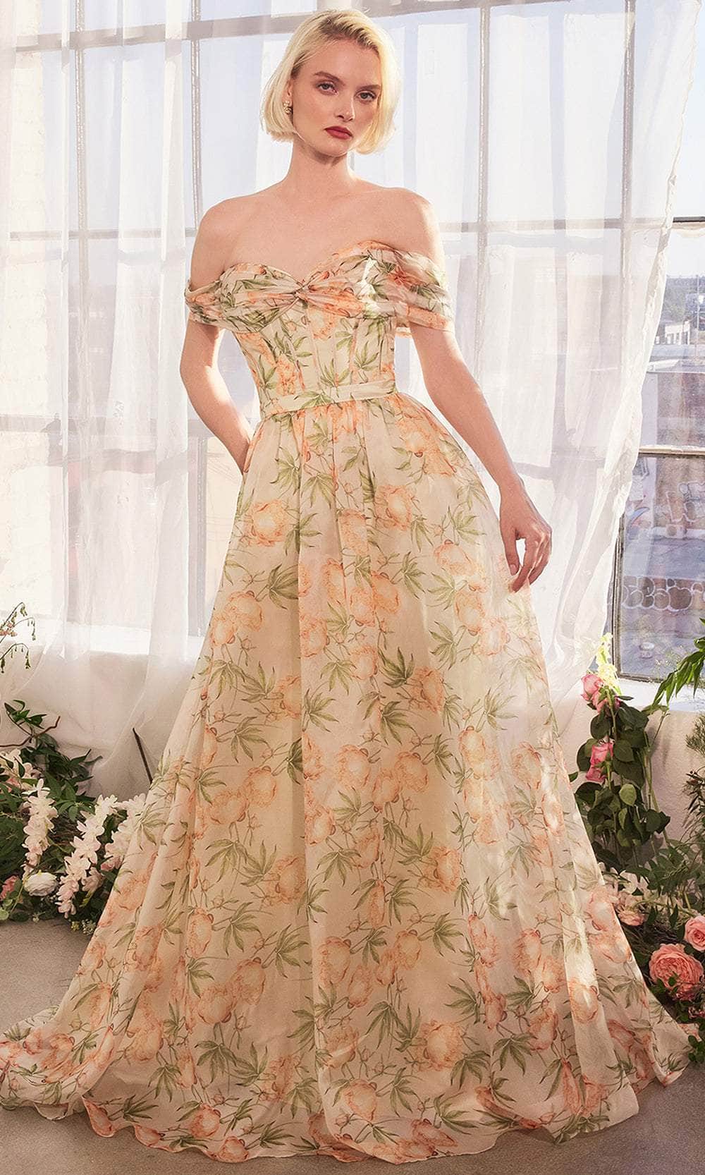 Andrea and Leo A1466 - Knotted Sweetheart Floral Prom Gown Prom Dresses