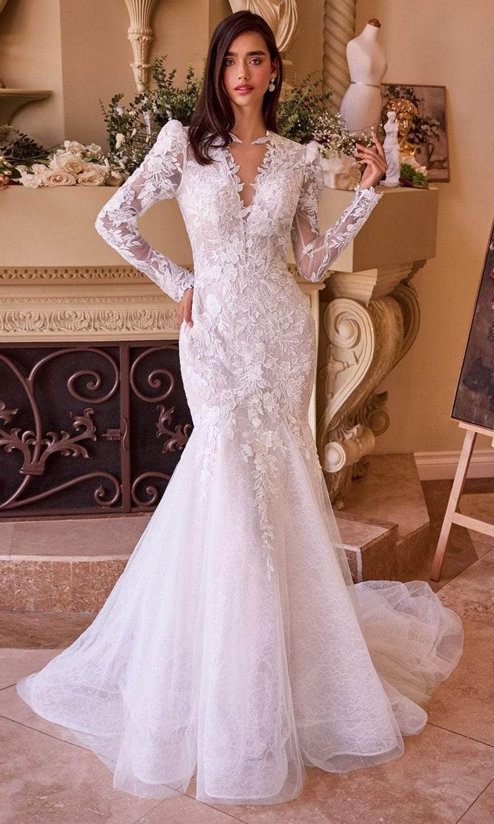 Andrea and Leo WL036 - Deep V-Neck Lace Bridal Gown Wedding Dresses
