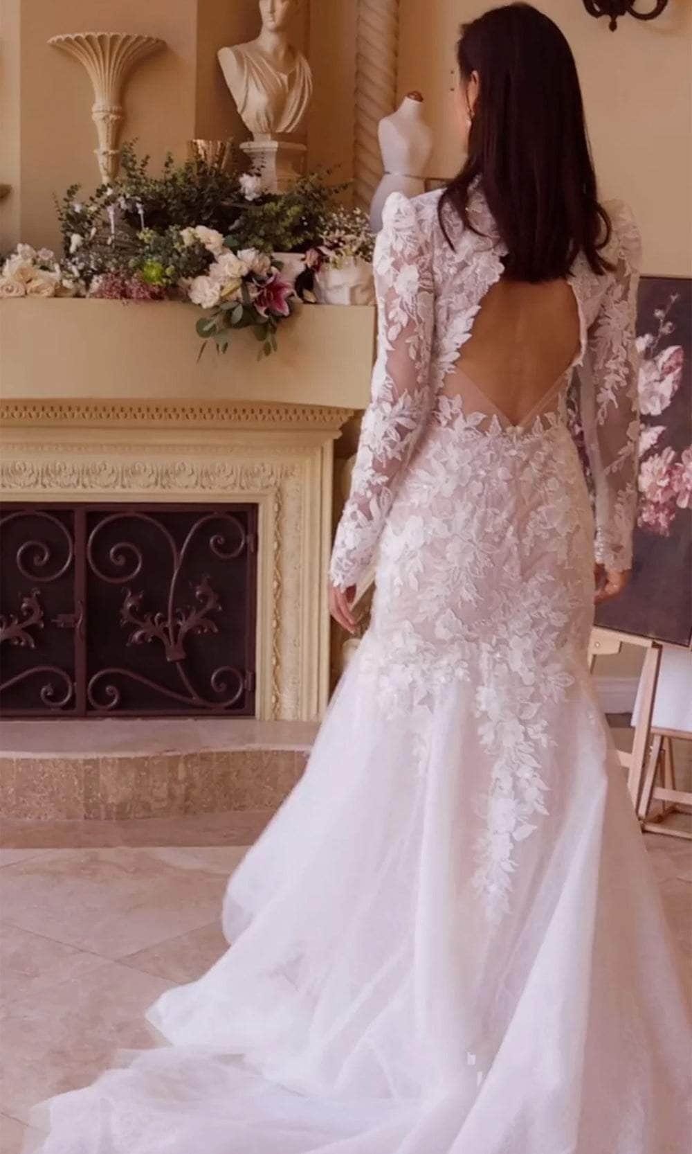 Andrea and Leo WL036 - Deep V-Neck Lace Bridal Gown Wedding Dresses