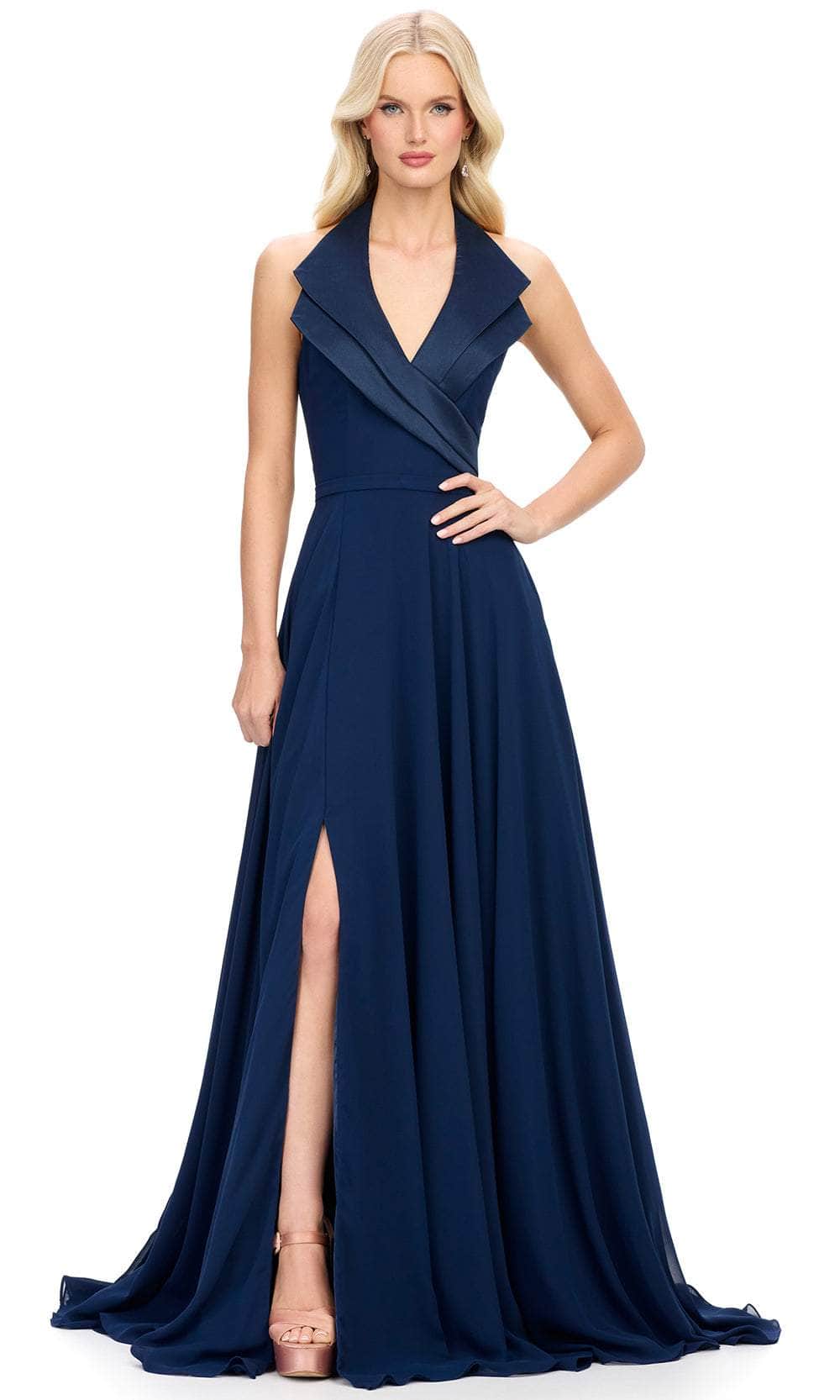 Ashley Lauren 11753 - Halter Fitted Bodice Prom Gown 6 / Navy Ashley Lauren 11753 - Halter Fitted Bodice Prom Gown 6 / Navy