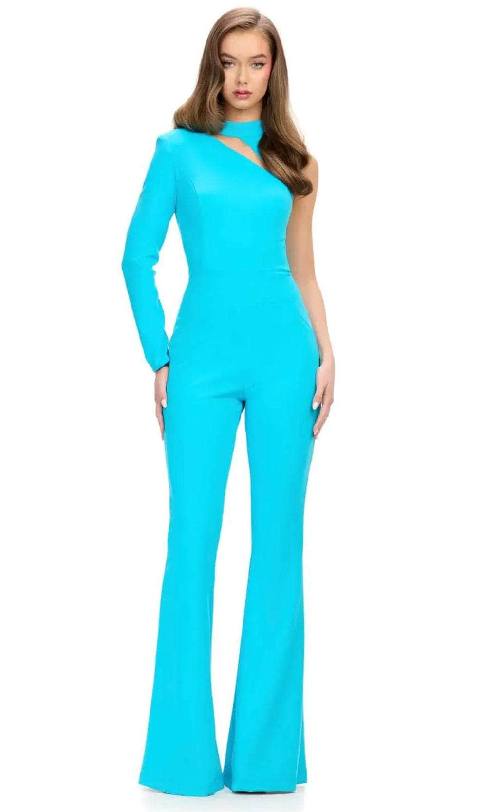 Ashley Lauren 11764 - Long Sleeve Scuba Jumpsuit Formal Pantsuits
