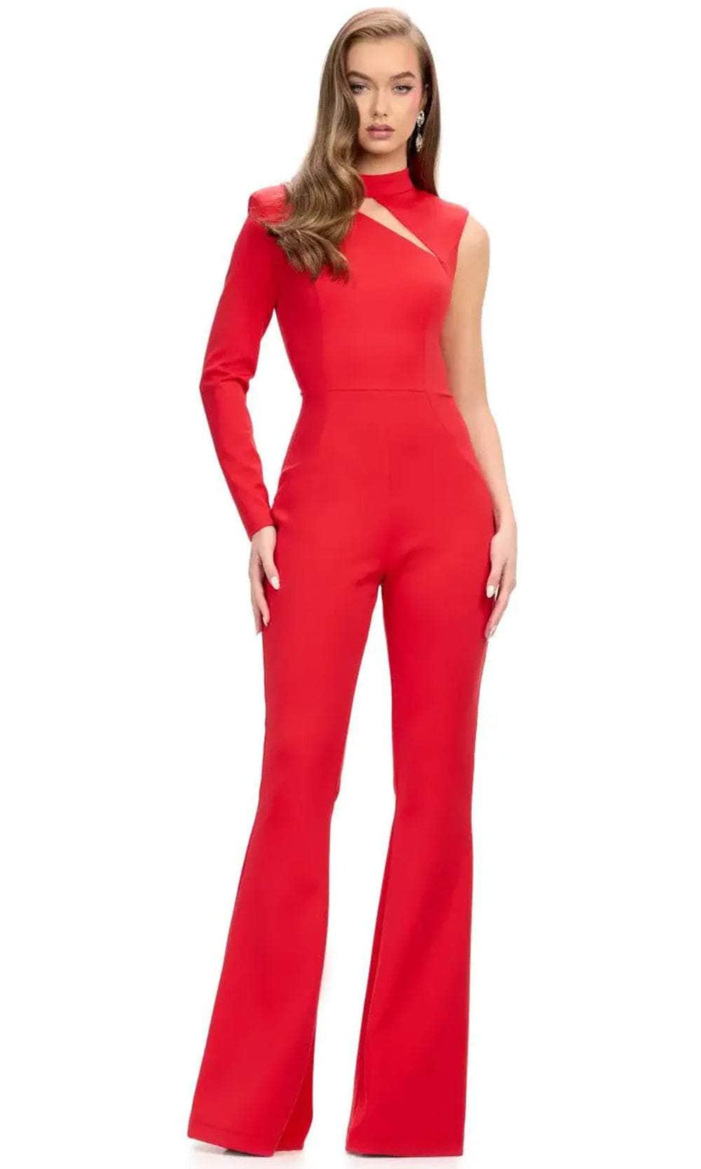 Ashley Lauren 11764 - Long Sleeve Scuba Jumpsuit Formal Pantsuits