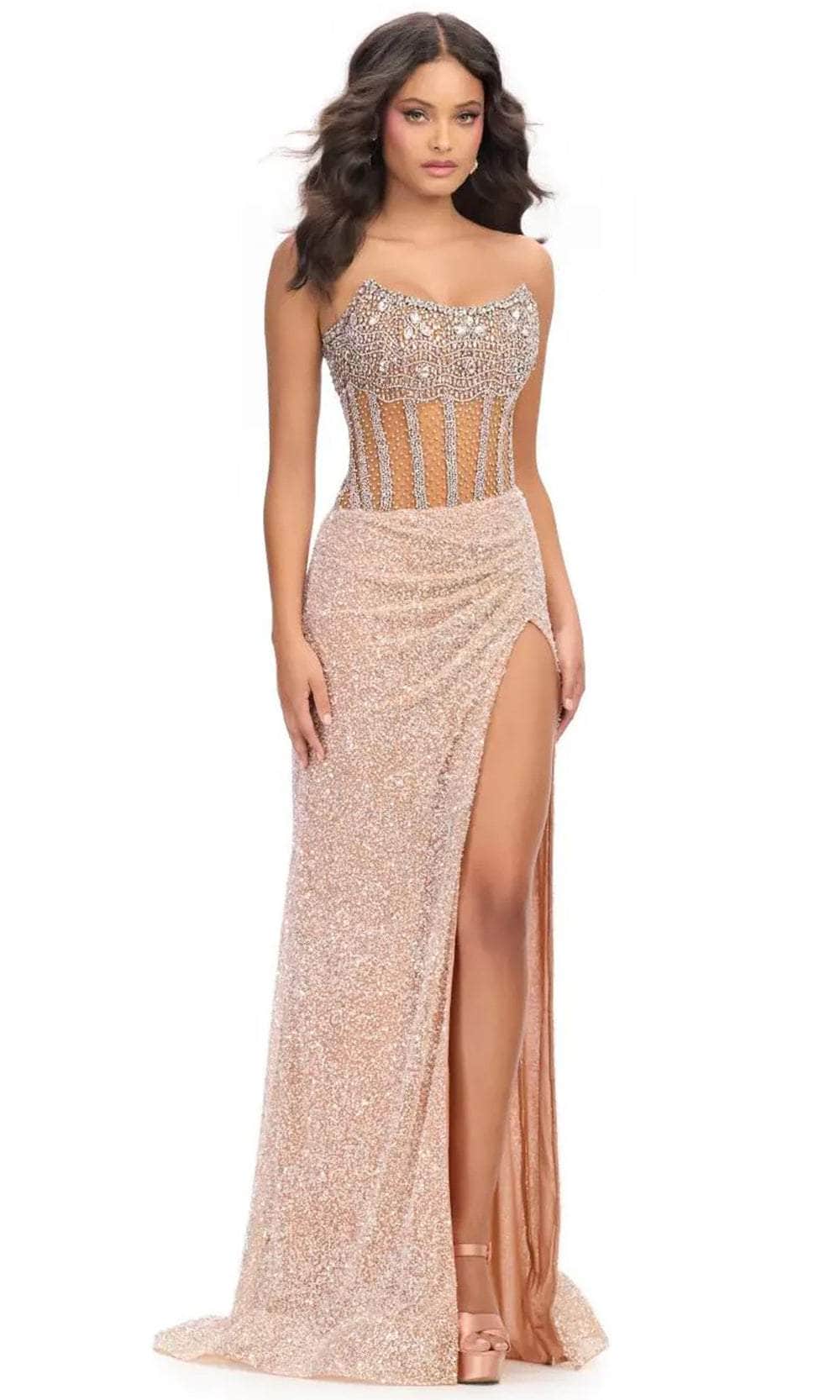 Ashley Lauren 11830 - Strapless Fully Beaded Evening Gown Prom Dresses