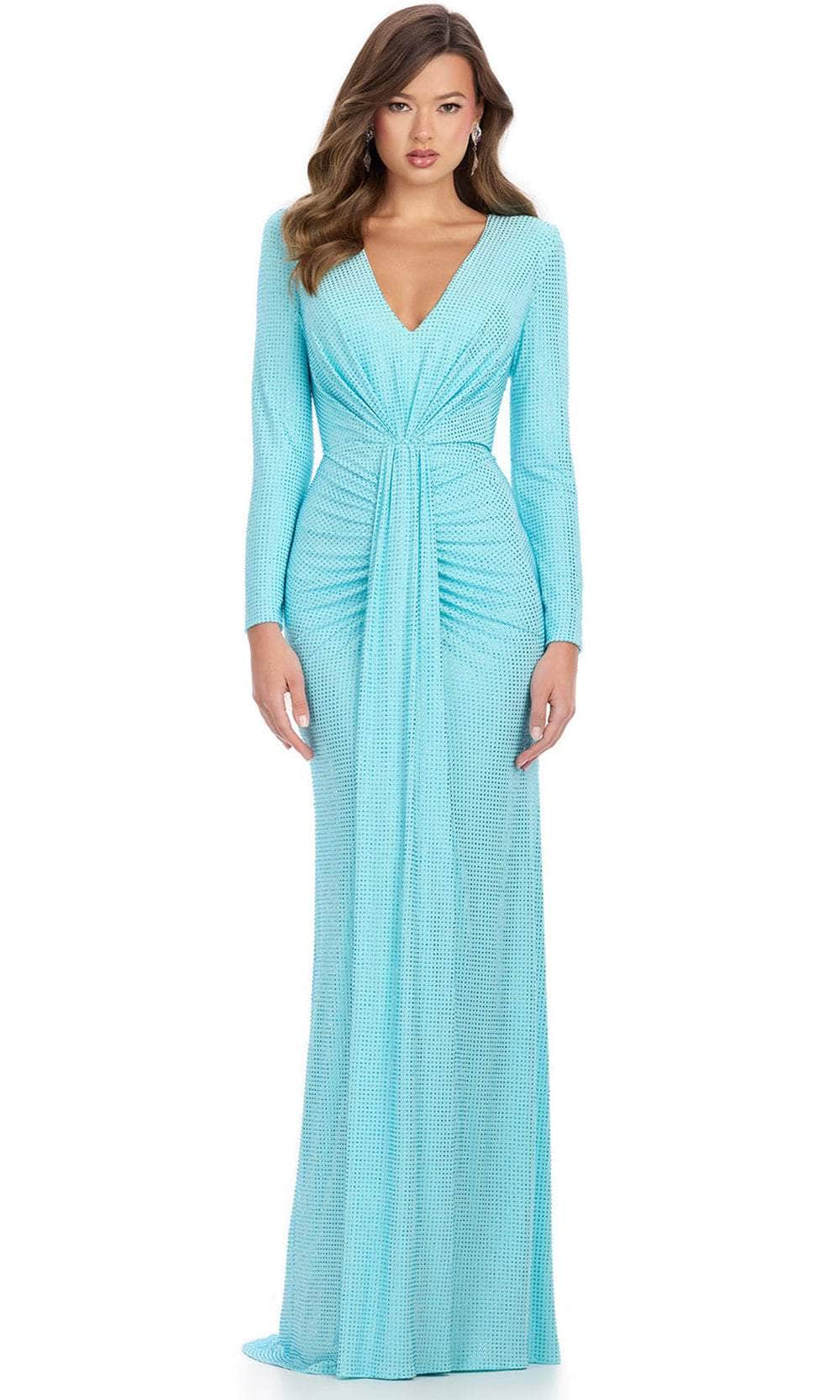 Ashley Lauren 11846 - V-Neck Beaded Ruched Prom Gown Mother of the Bride Dress