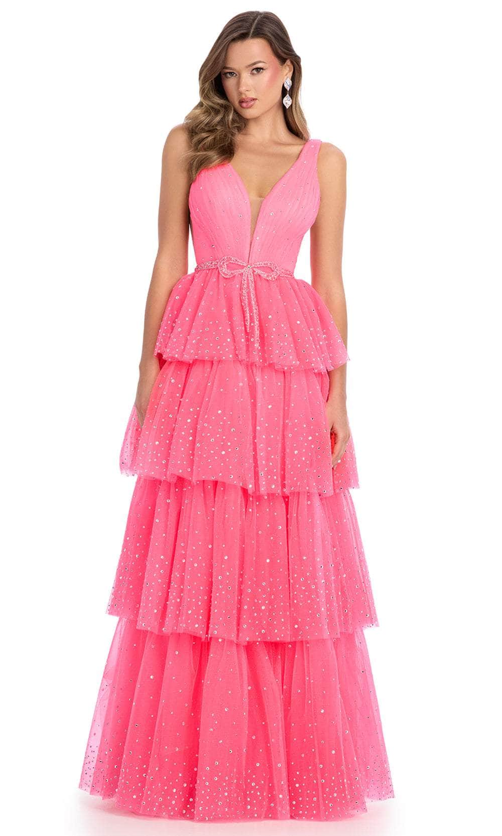 Ashley Lauren 11894 - Crystal Bow Tiered Prom Dress Evening Dress