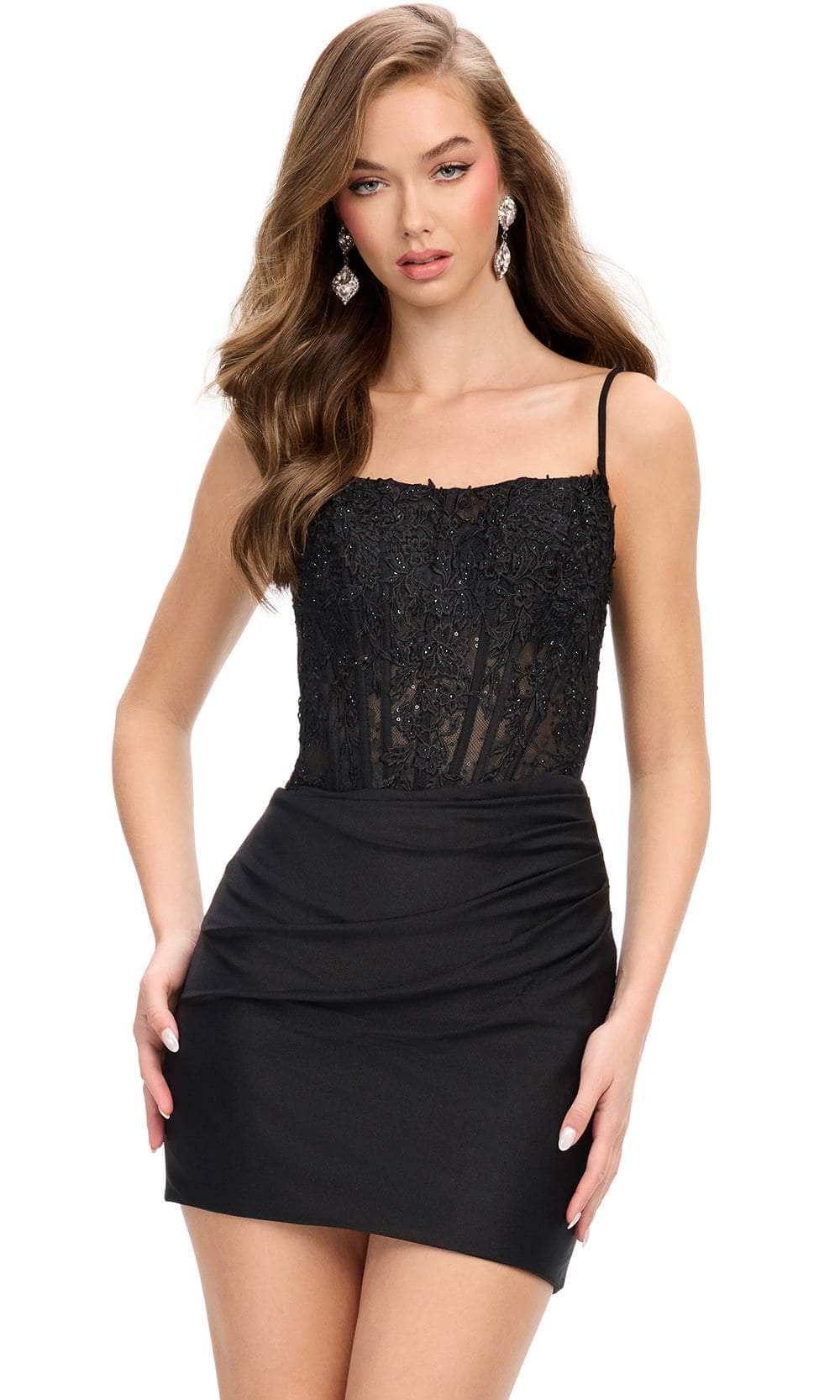 Ashley Lauren 4738 - Spaghetti Strap Corset Cocktail Dress ADASA Ashley Lauren 4738 - Spaghetti Strap Corset Cocktail Dress ADASA