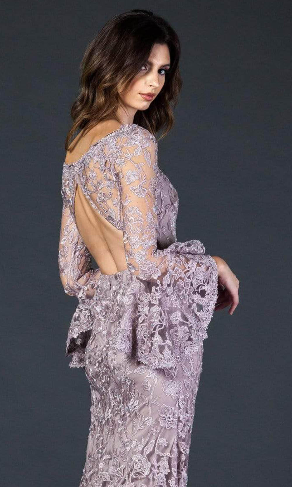 Trevi Collection - L2369 Long Flutter Sleeves Sheath Evening Dress Evening Dresses