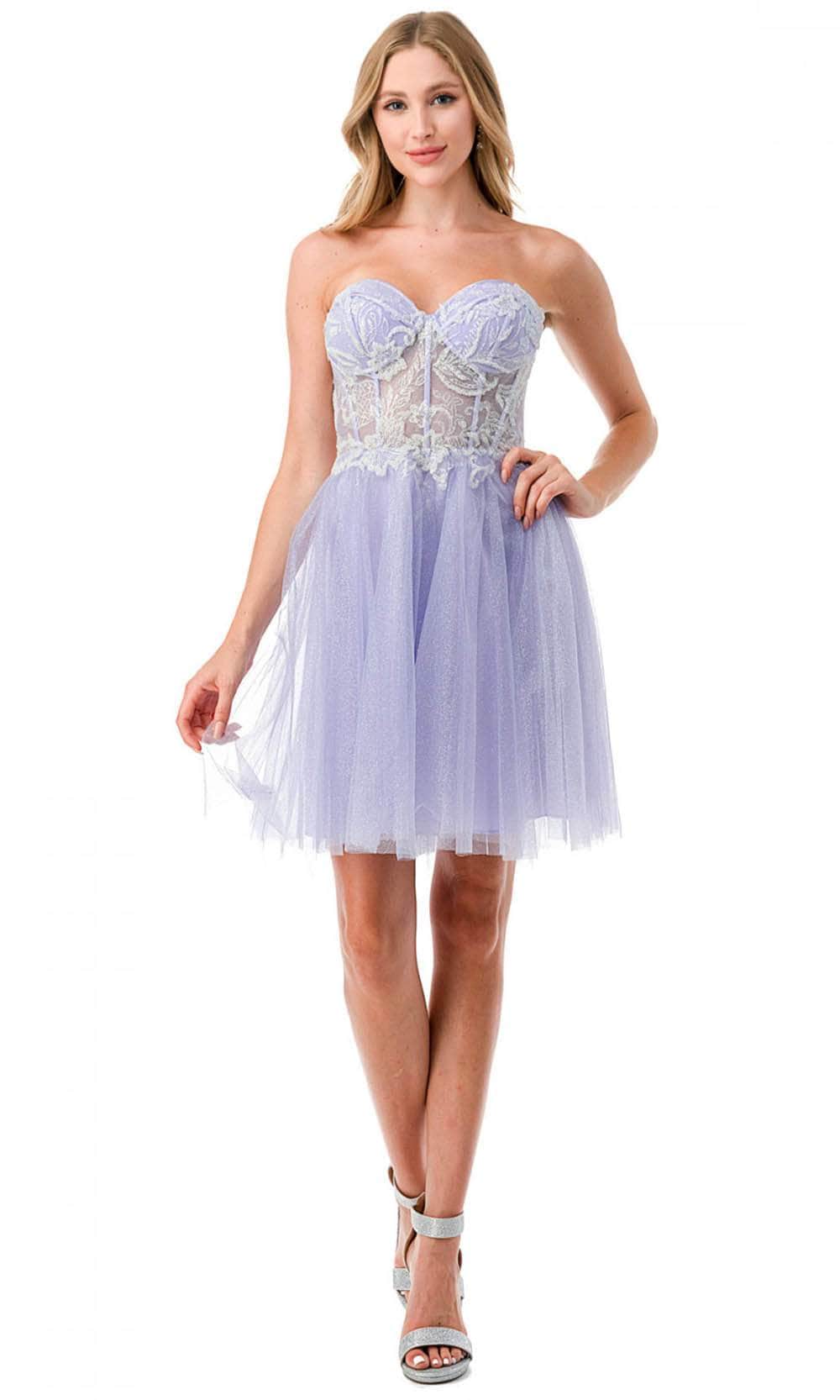 Trevi Collection S2745B - Strapless Cocktail Dress XS / Lilac