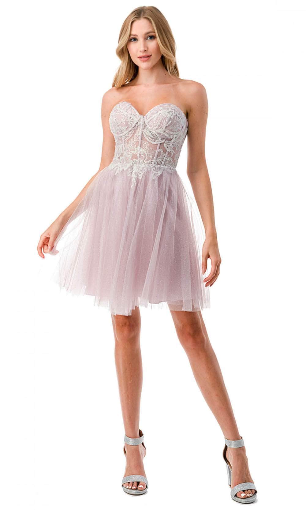Trevi Collection S2745B - Strapless Cocktail Dress XS / Mauve