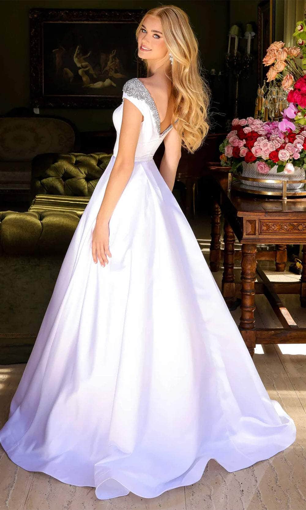 Ava Presley 39322 - V-Back Satin Prom Gown Wedding Dresses