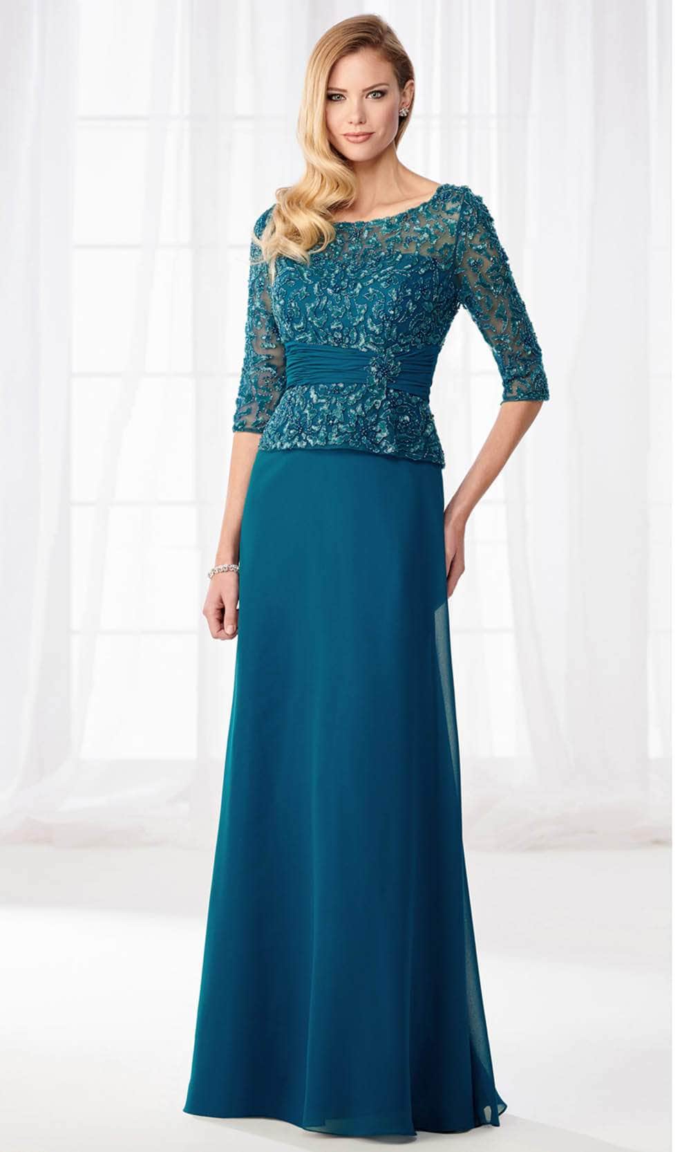 Cameron Blake - 114657SL Dress Mother of the Bride Dresses 4 / Teal