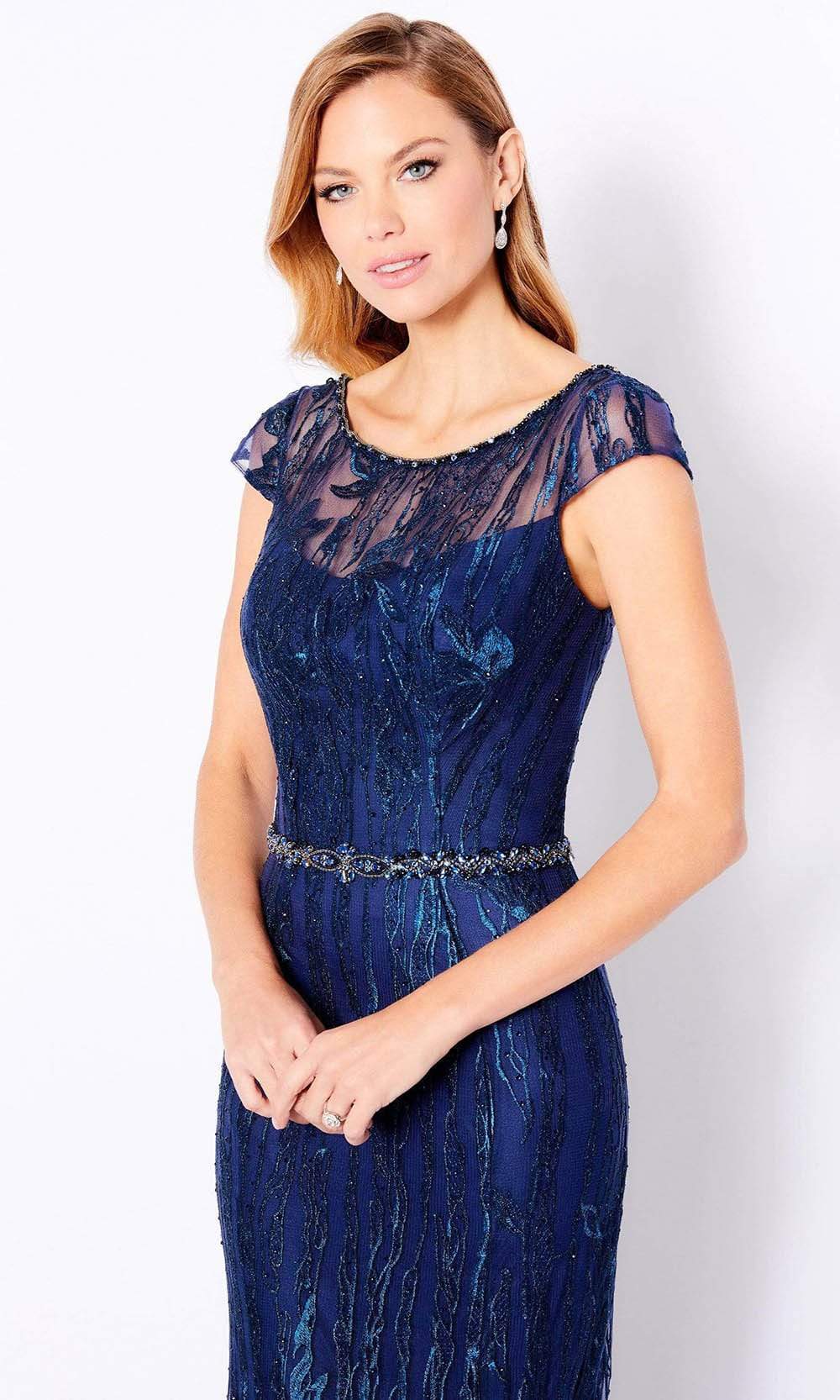 Cameron Blake - 221685 Illusion Scoop Sheath Evening Dress Mother of the Bride Dresses