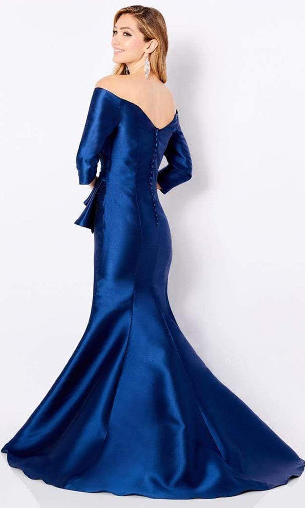 Cameron Blake - 221686 Off-Shoulder Pleated Bodice Mikado Trumpet Gown Mother of the Bride Dresses