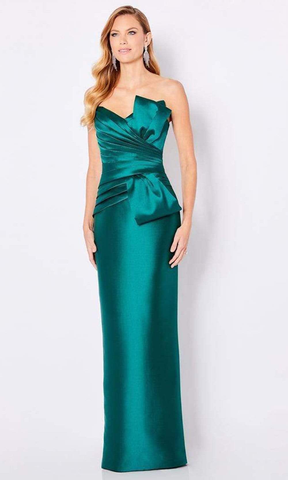 Cameron Blake - 221689 Strapless V-Neck Pleated Bodice Silk Gown Mother of the Bride Dresses