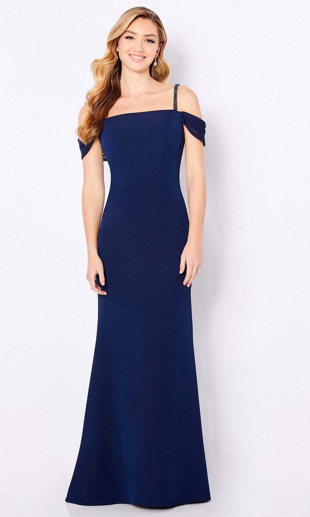 Cameron Blake - 221692 Square Neck Sheath Evening Dress Mother of the Bride Dresses 4 / Navy
