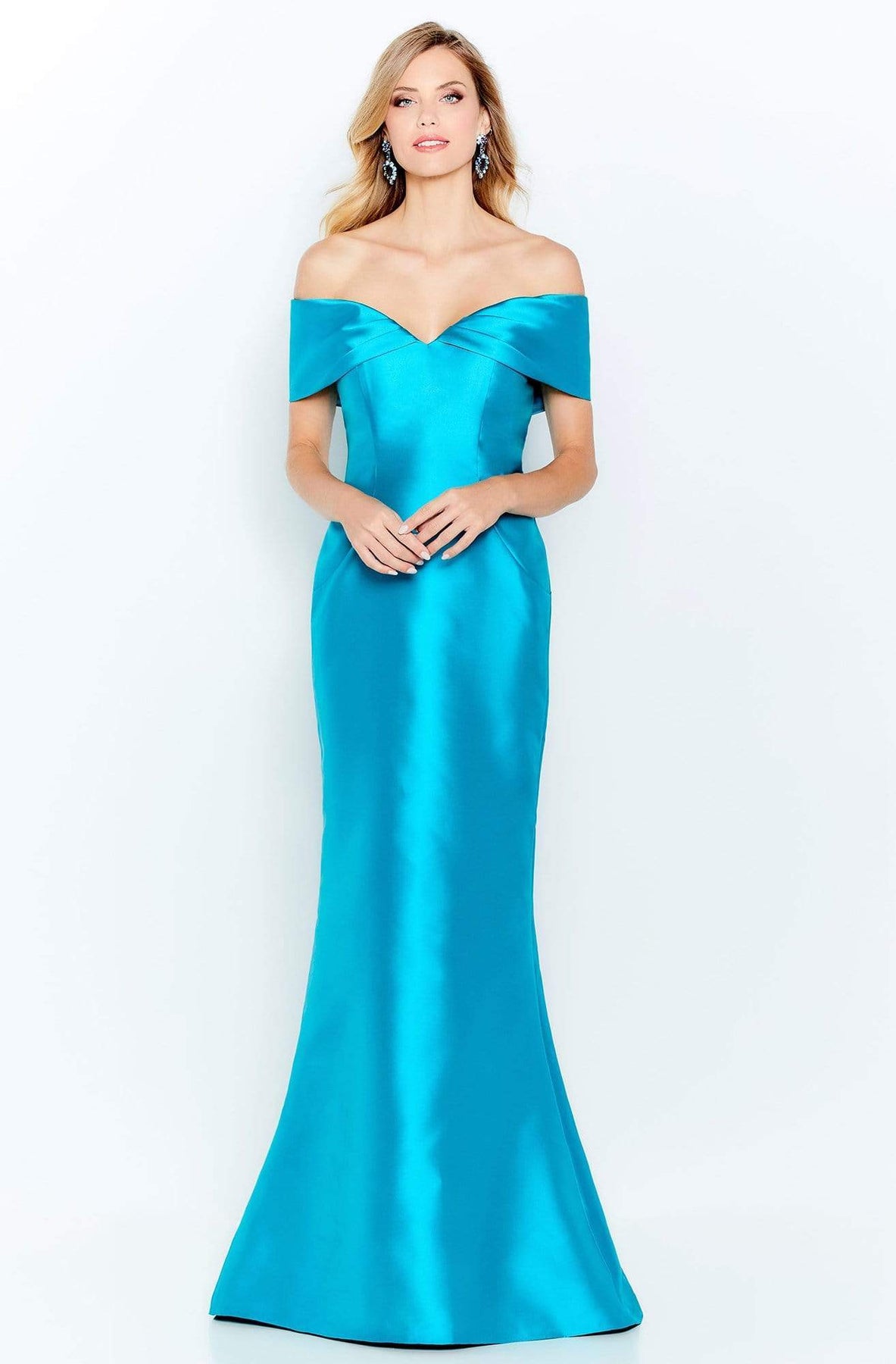Cameron Blake by Mon Cheri - 120622 Off Shoulder Mikado Trumpet Gown Evening Dresses 4 / Jade
