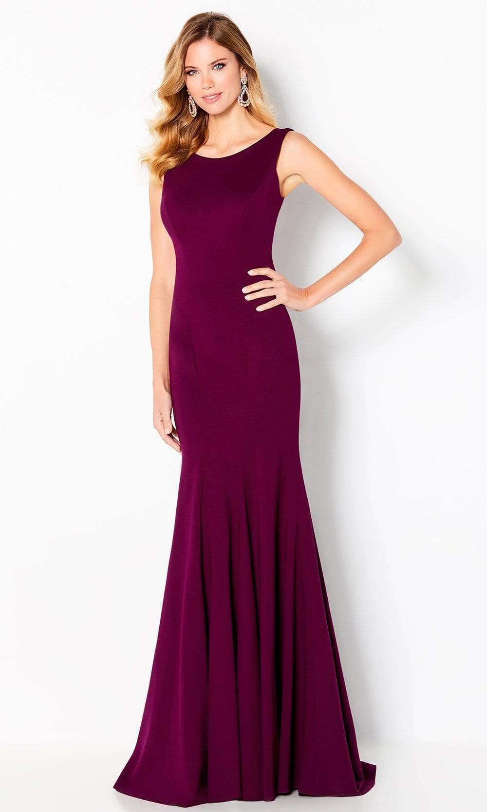Cameron Blake by Mon Cheri - 220635 Sleeveless Buttons Down Back Gown Evening Dresses 4 / Fresh Aubergine