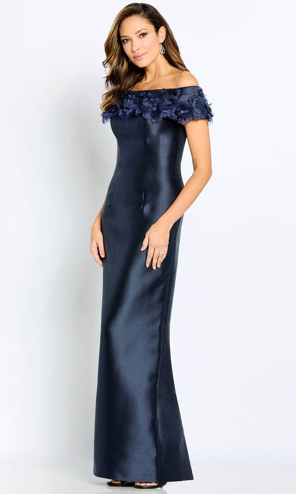 Cameron Blake CB101 - Off Shoulder Mikado Formal Gown In Blue