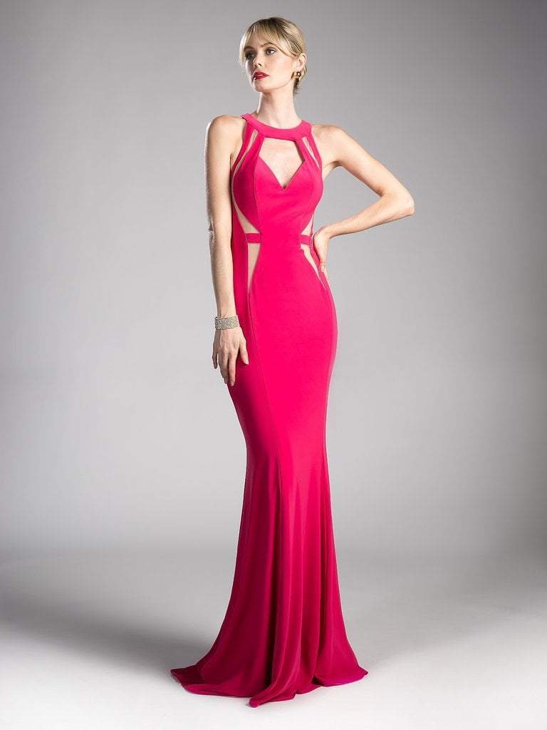 Cinderella Divine - 84222 Multi-Illusion Cutout Long Mermaid Gown Special Occasion Dress 2 / Magenta