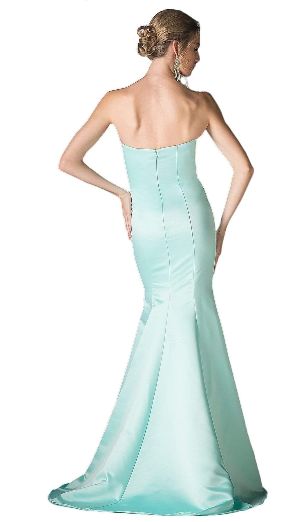 Cinderella Divine - 8792 Strapless Sweetheart Satin Trumpet Gown Special Occasion Dress
