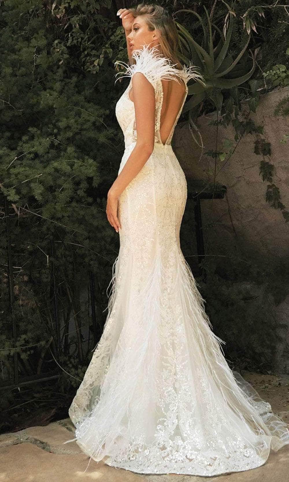 Cinderella Divine C57W - Cap Sleeve Embellished Bridal Gown Special Occasion Dress