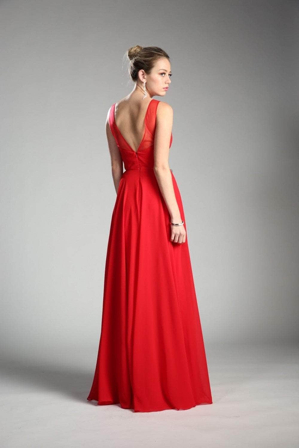 Cinderella Divine - CJ251 Illusion Neckline A-Line Chiffon Dress Evening Dresses