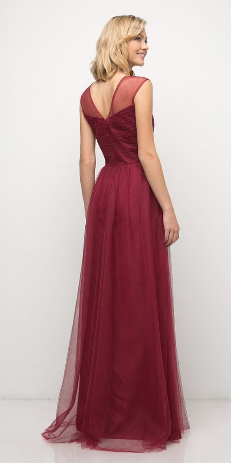 Cinderella Divine - ET320 Sleeveless Pleated Top Tulle A Line Gown Special Occasion Dress