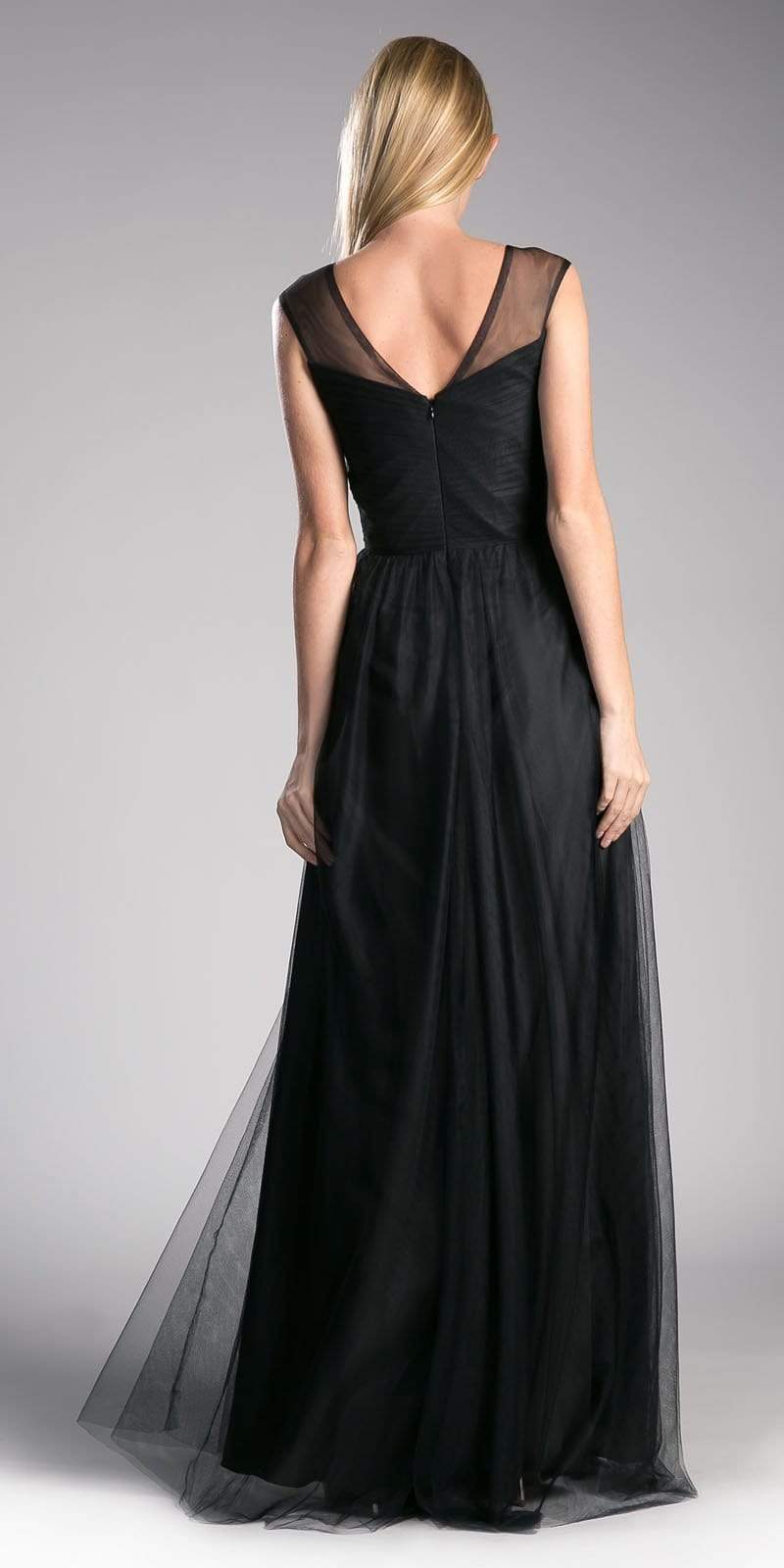 Cinderella Divine - ET320 Sleeveless Pleated Top Tulle A Line Gown Special Occasion Dress