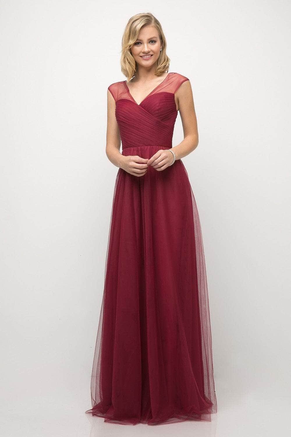 Cinderella Divine - ET320 Sleeveless Pleated Top Tulle A Line Gown Special Occasion Dress