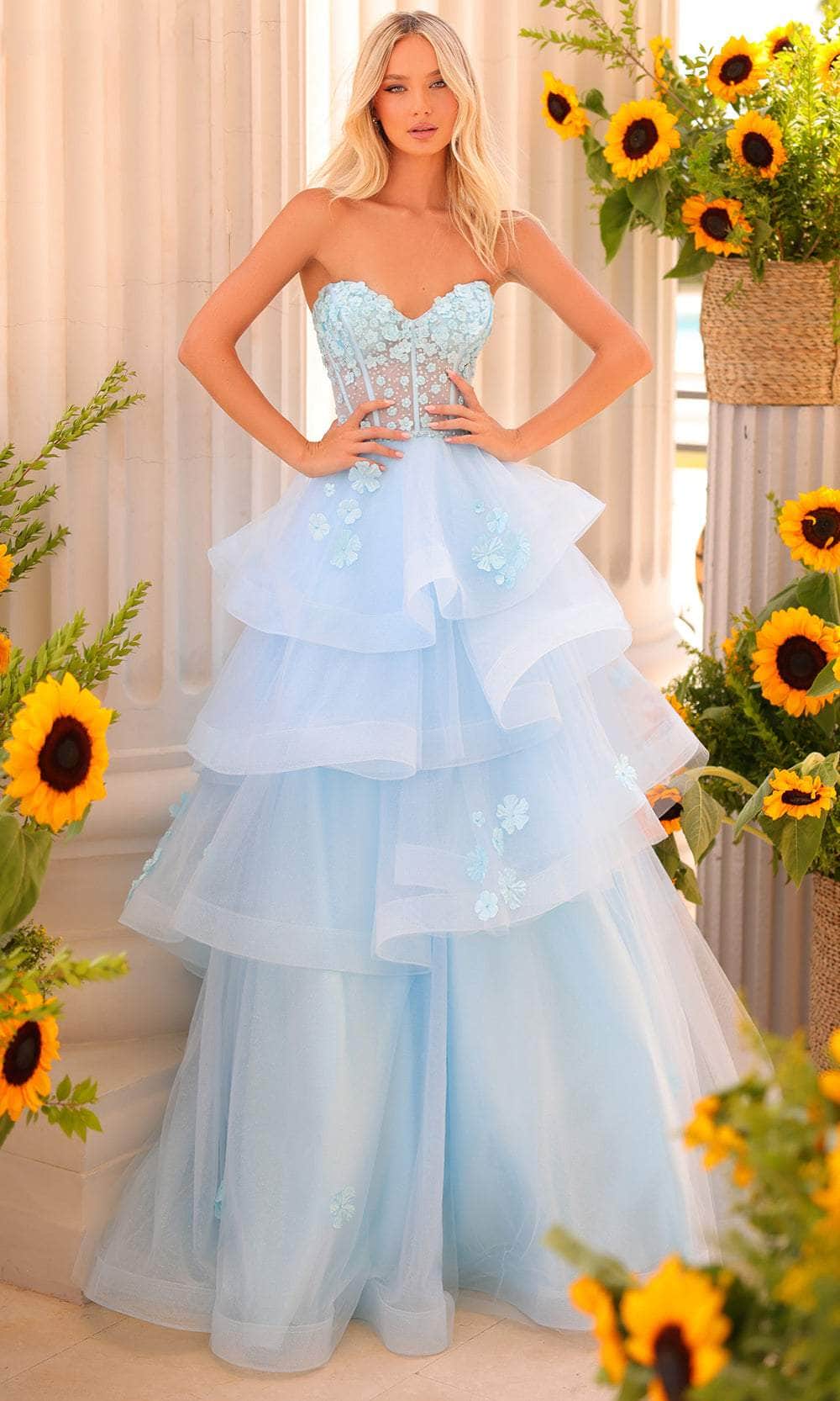 Clarisse 811227 - Long A-Line Dress - Fitted, Floral Appliques, Beads, Illusion, Boning, Ruffles, Mid-Open Back, Lace Up, Floor-Length, Strapless 12 / Clarisse 811227 - Long A-Line Dress - Fitted, Floral Appliques, Beads, Illusion, Boning, Ruffles, Mid-Open Back, Lace Up, Floor-Length, Strapless 12 /