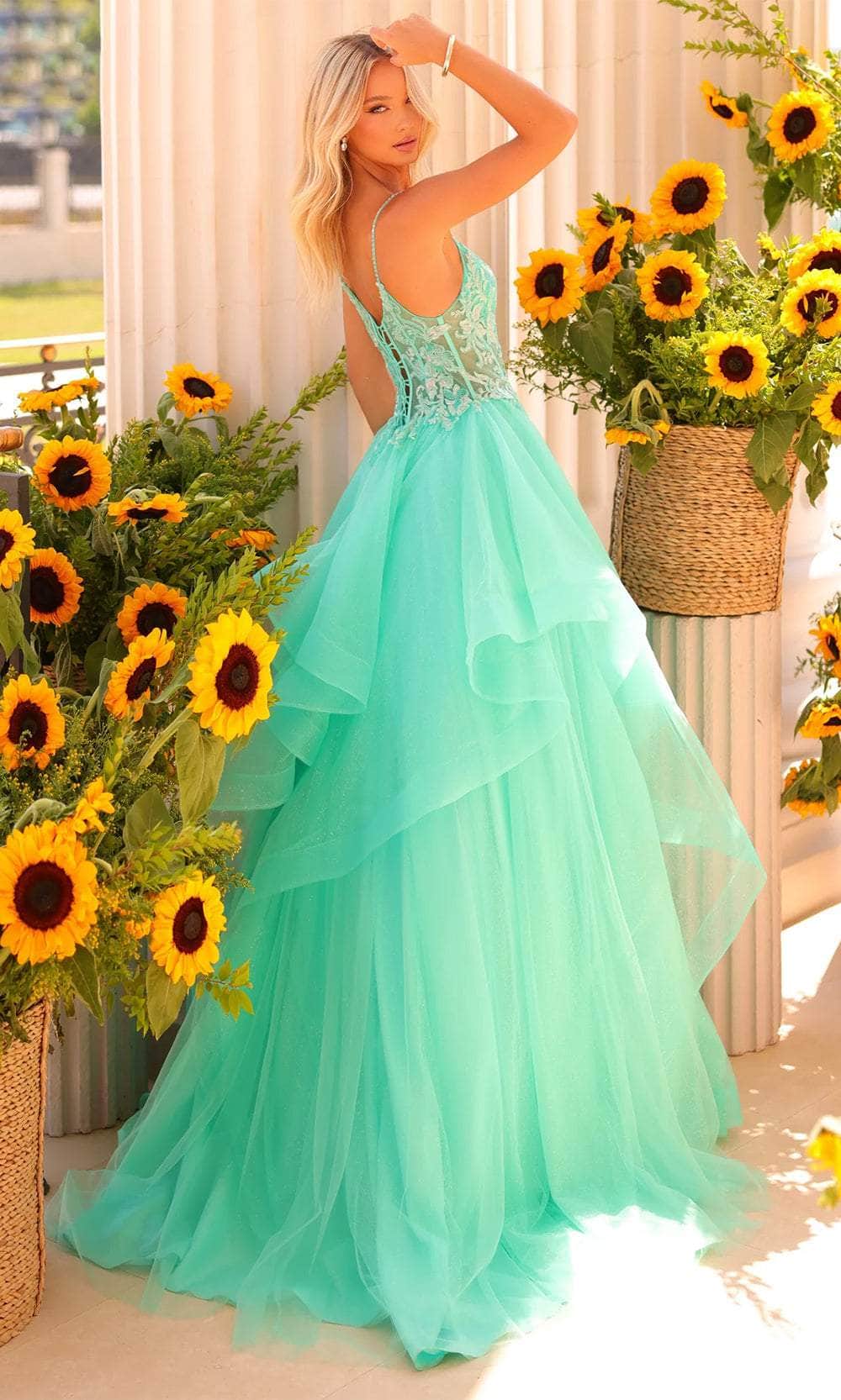 Clarisse 811230 - Sheer Plunging Sweetheart Ballgown Ball Gowns