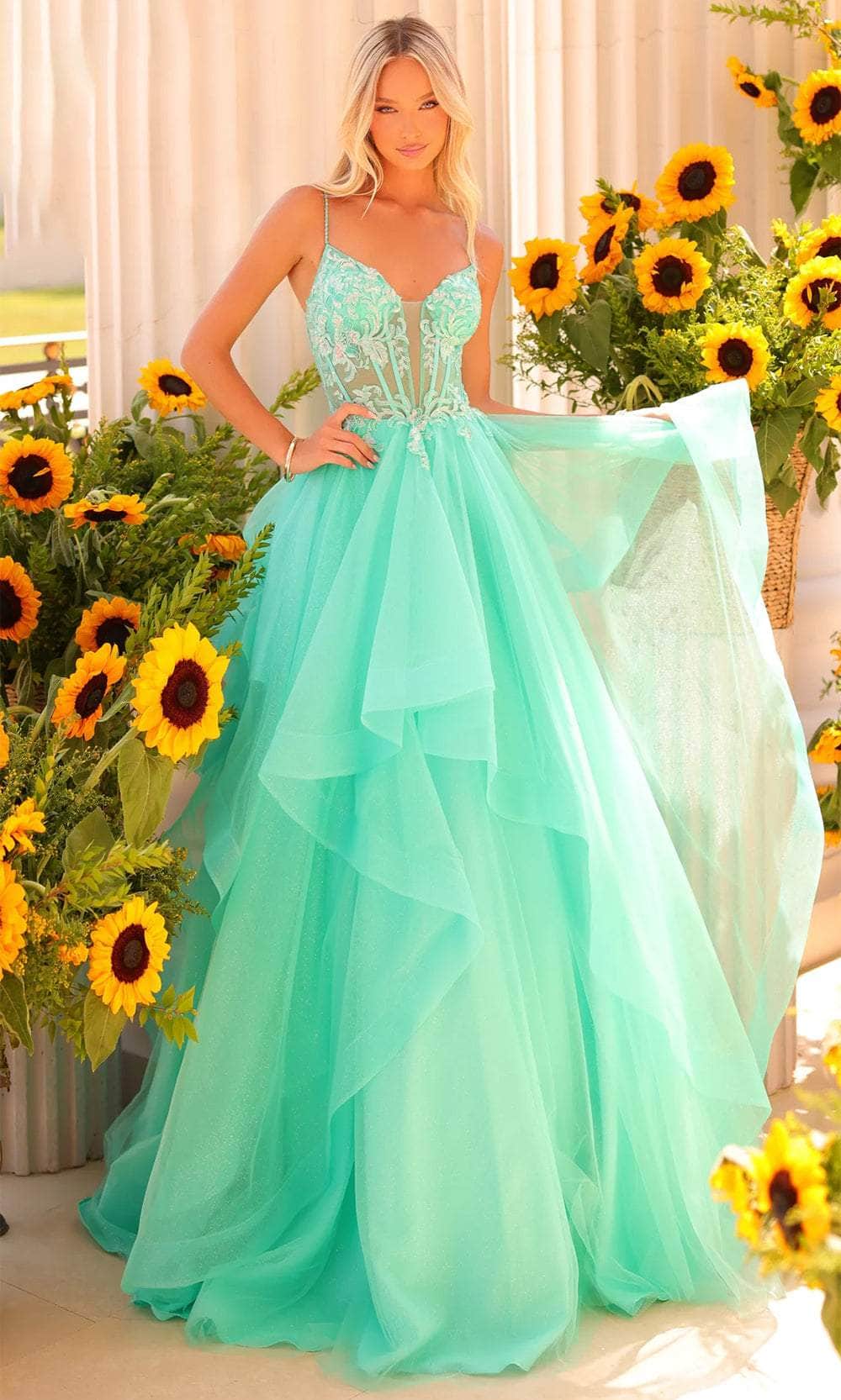 Clarisse 811230 - Sheer Plunging Sweetheart Ballgown Ball Gowns