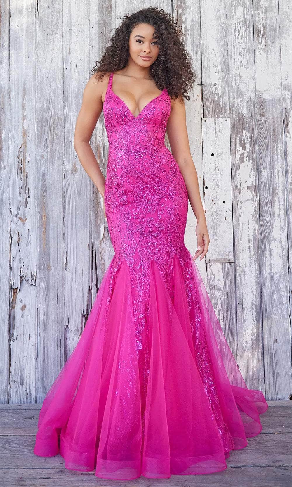 Colette By Daphne CL5109 - Long Novelty Glitter, Tulle Mermaid Dress - Spaghetti Straps, Embellished, Lace Up Back, Godets, Sweep Train ADASA Colette By Daphne CL5109 - Long Novelty Glitter, Tulle Mermaid Dress - Spaghetti Straps, Embellished, Lace Up Back, Godets, Sweep Train ADASA