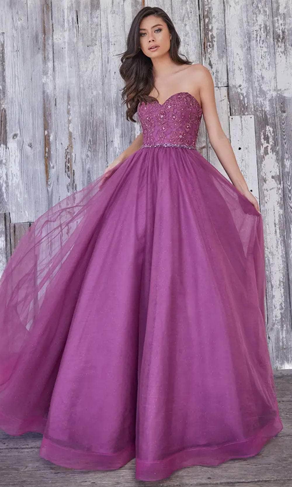 Colette By Daphne CL5193 - Long Allover Lace, Tulle, Novelty Glitter Tulle,  Stone Accents Ballgown Dress