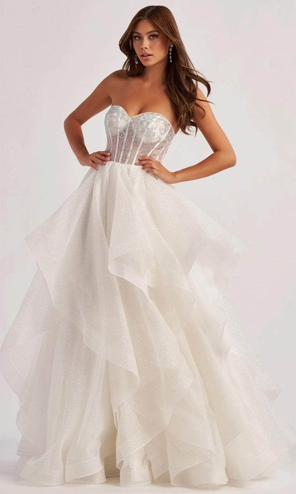 Colette By Daphne CL8200 - Tiered A-Line Prom Gown Prom Dresses / 00  Diamond White