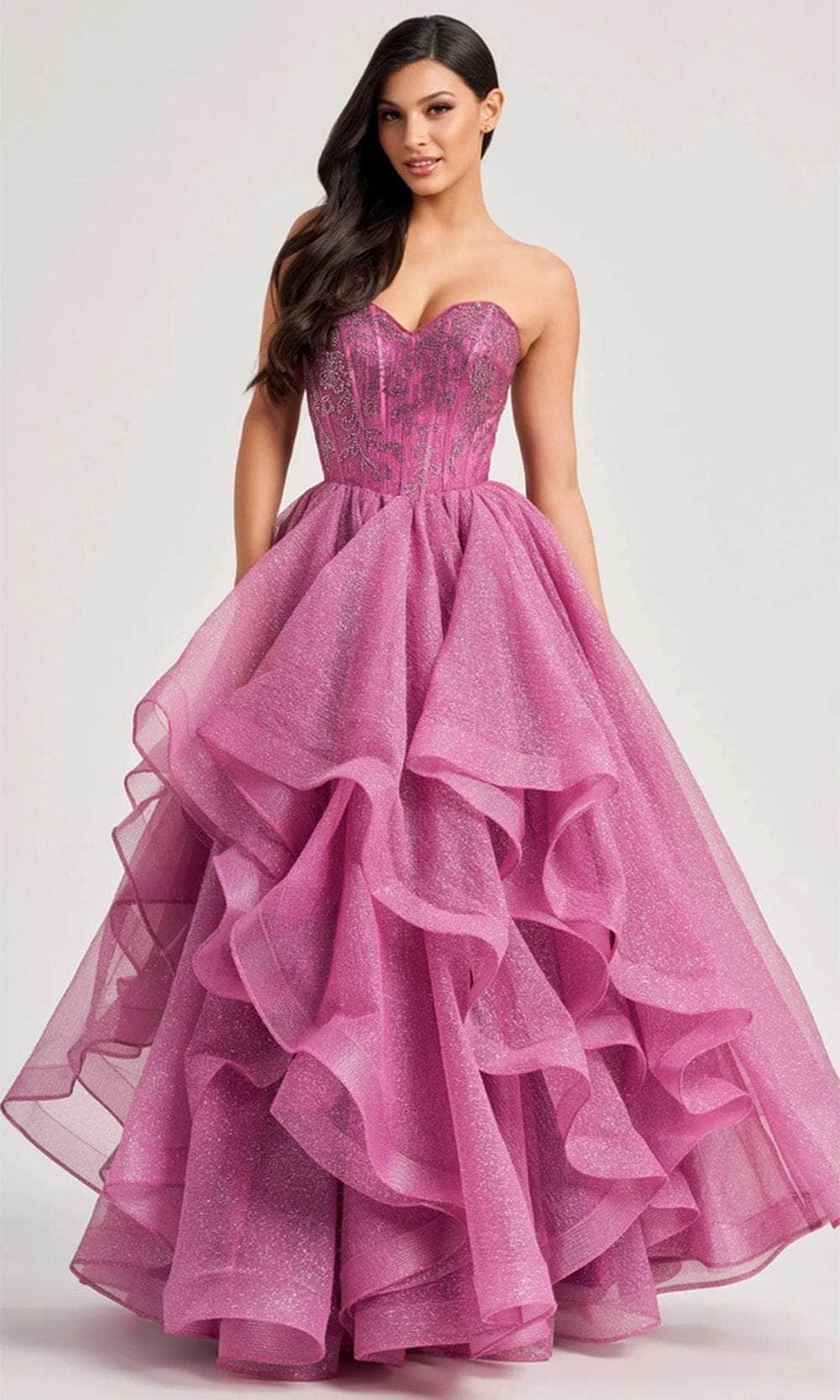 Colette By Daphne CL8200 - Tiered A-Line Prom Gown Prom Dresses / 00  Pink Lily