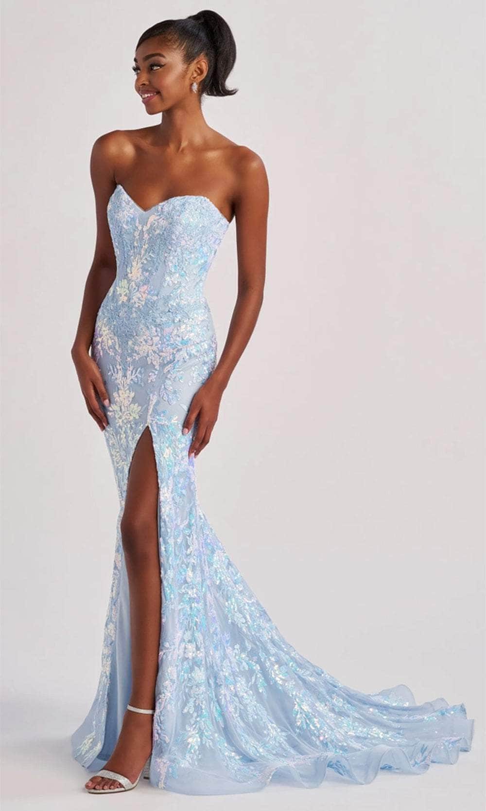 Colette By Daphne CL8440 - Strapless Sequin Prom Gown Prom Dresses / 00  Ice Blue