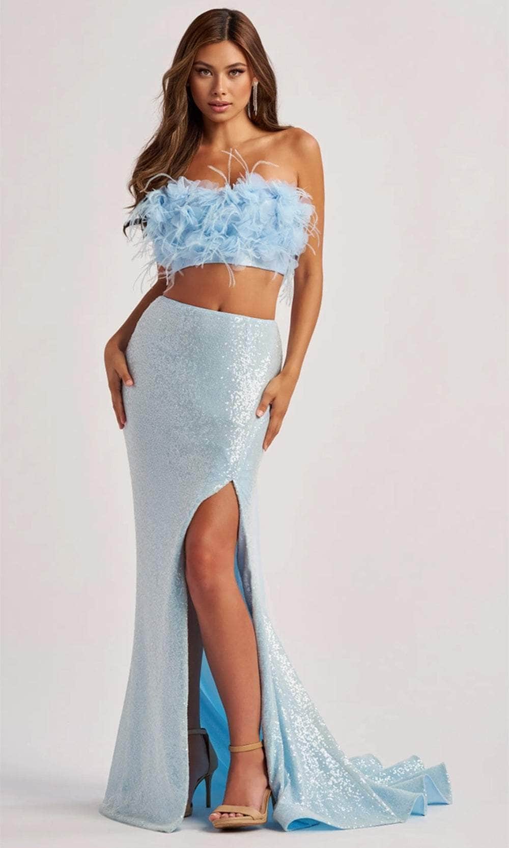 Colette By Daphne CL8450 - Applique Two Piece Gown Prom Dresses / 00  Ice Blue