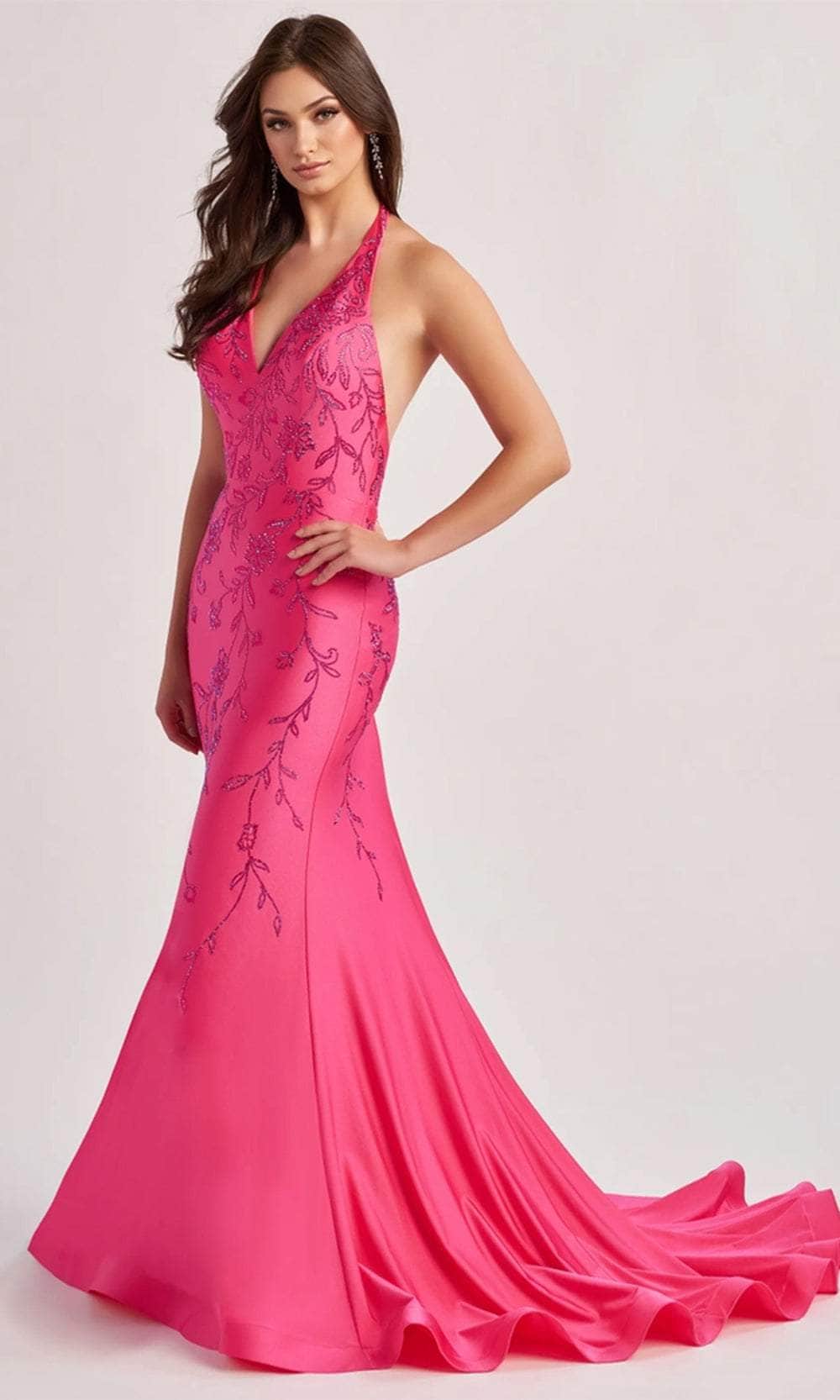 Colette By Daphne CL8455 - Halter Jersey Prom Dress Prom Dresses / 00  Lipstick