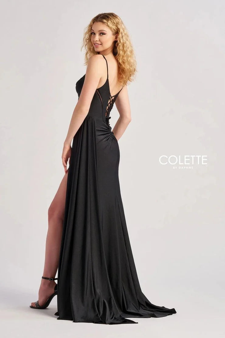 Colette By Daphne CL8480 - Spaghetti Strap High Slit Gown