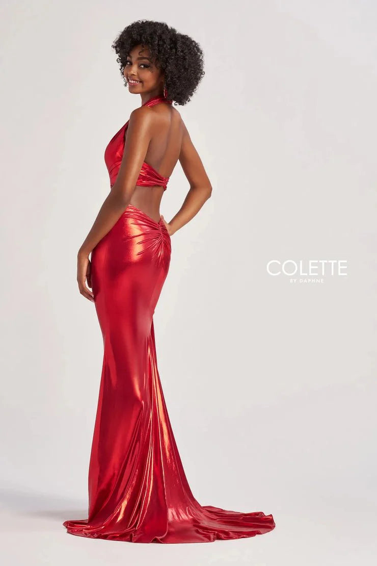 Colette By Daphne CL8505 - Metallic Cutout Prom Gown